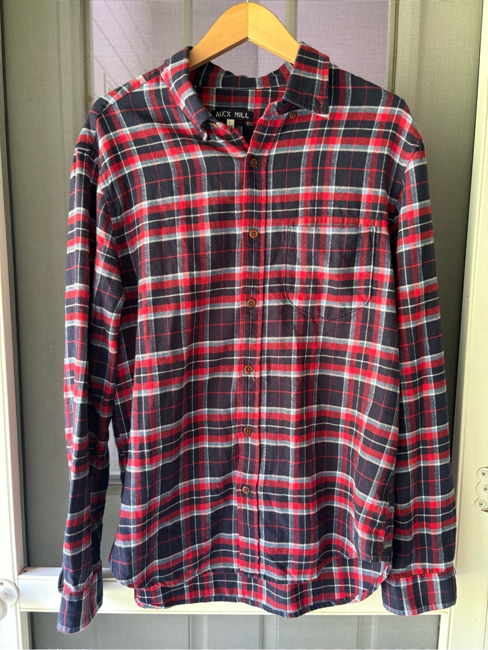 Alex Mill Red and Navy Plaid Button-Down Shirt